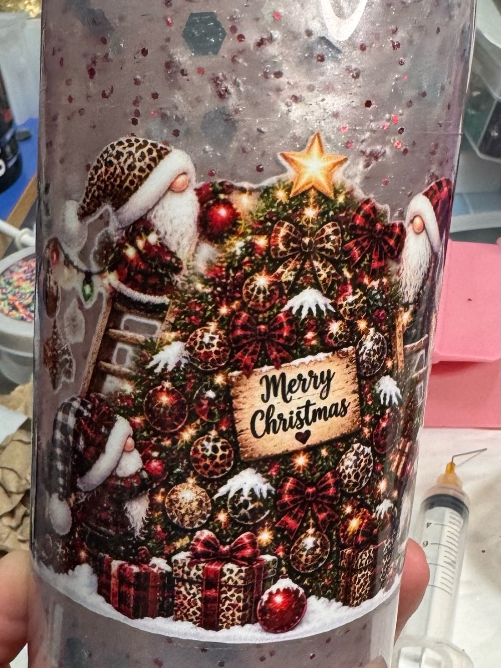 Holiday Merry Christmas Decorative Candle - Red & Green